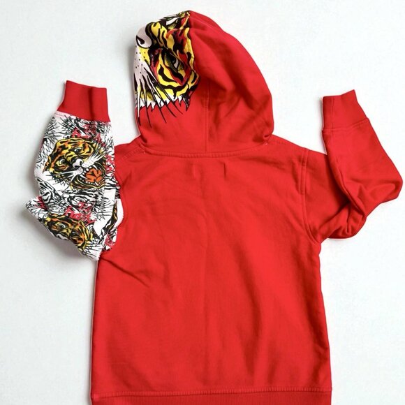 Ed Hardy Kids Tiger Hoodie Girls Boys Size 5 6 Sweatshirt Spell Out Tattoo Retro - Picture 8 of 8